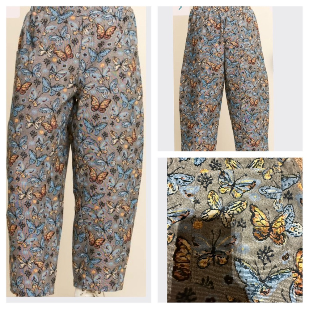 Butterfly Tapestry Barrel Leg Crop Pants